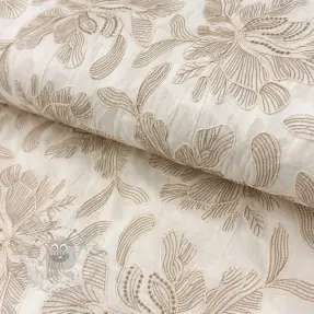Puuvillakangas VOILE EMBROIDERY Kim off white
