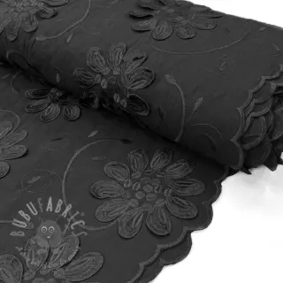 Puuvillakangas EMBROIDERY Bellagio black