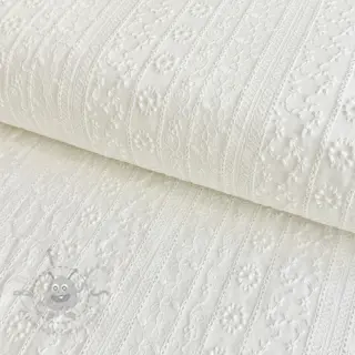 Puuvillakangas EMBROIDERY Pattern white