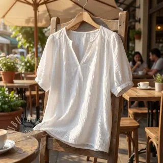 Puuvillakangas WASHED white