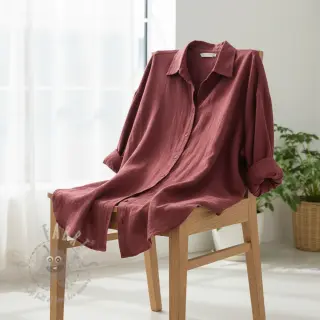 Puuvillakangas SLUB WASHED wine red
