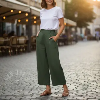 Puuvillakangas SLUB WASHED army green