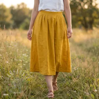 Puuvillakangas SLUB WASHED ochre