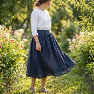 Puuvillakangas SLUB WASHED navy