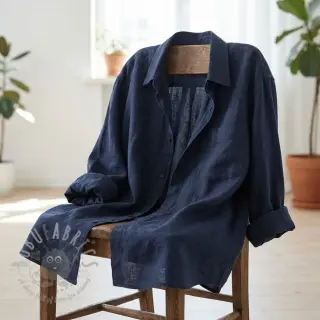 Puuvillakangas SLUB WASHED navy