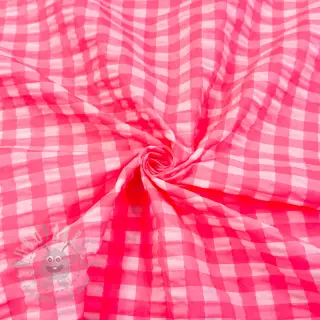 Puuvillakangas YARN DYED NEON BIG Checks pink