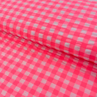 Bavlnená látka YARN DYED NEON BIG Checks pink