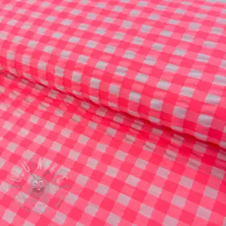 Puuvillakangas YARN DYED NEON BIG Checks pink