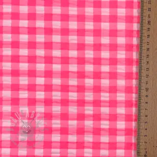 Puuvillakangas YARN DYED NEON BIG Checks pink