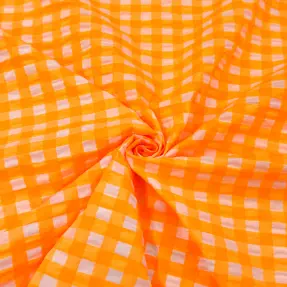Bavlnená látka YARN DYED NEON BIG Checks orange