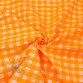 Puuvillakangas YARN DYED NEON BIG Checks orange