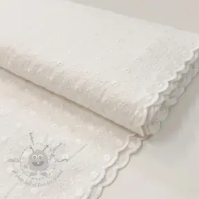 Puuvillakangas EMBROIDERY TWO-SIDE SCALLOP Verena white