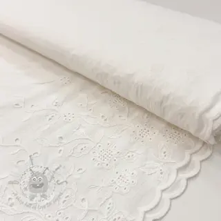 Puuvillakangas VOILE EMBROIDERY ONE-SIDE BORDER white