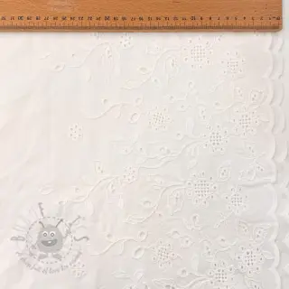 Puuvillakangas VOILE EMBROIDERY ONE-SIDE BORDER white
