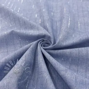 Puuvillakangas YARN DYED Stripes LUREX blue