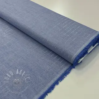 Puuvillakangas YARN DYED Stripes LUREX blue