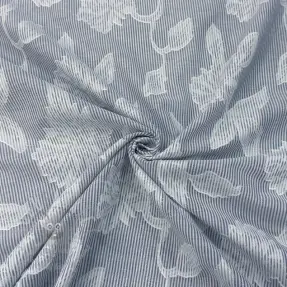 Puuvillakangas YARN DYED Stripes JACQUARD Flowers navy
