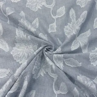 Puuvillakangas YARN DYED Stripes JACQUARD Flowers navy