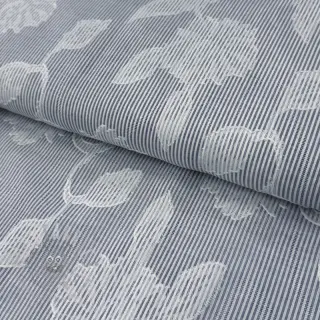 Puuvillakangas YARN DYED Stripes JACQUARD Flowers navy