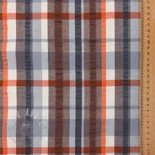 Puuvillakangas SEERSUCKER YARN DYED Checks blue