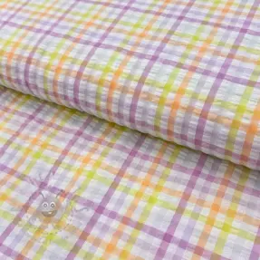 Puuvillakangas SEERSUCKER YARN DYED Checks multi