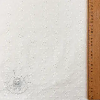 Puuvillakangas EMBROIDERY TWO-SIDE SCALLOP Simi white