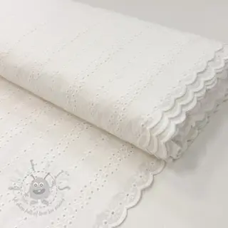 Puuvillakangas EMBROIDERY TWO-SIDE SCALLOP Neo white