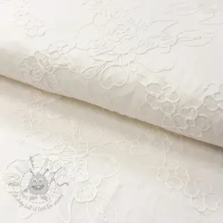Puuvillakangas VOILE EMBROIDERY Flowers white