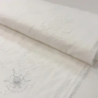 Puuvillakangas VOILE EMBROIDERY Flowers white