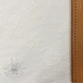 Puuvillakangas VOILE EMBROIDERY Flowers white