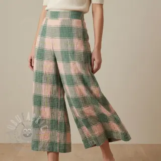 Viskoosi CRINKLE Check peach