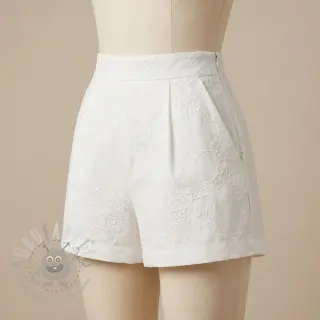 Puuvillakangas VOILE EMBROIDERY Flowers white