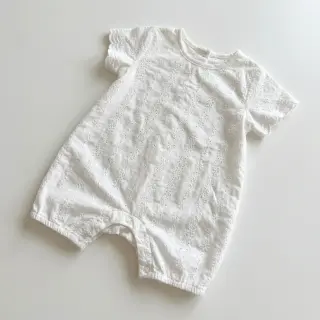 Bavlnená látka EMBROIDERY TWO-SIDE SCALLOP Neo white