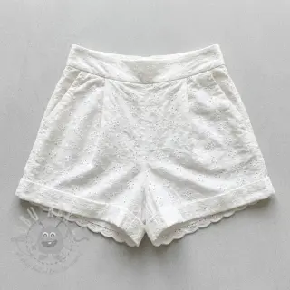 Puuvillakangas EMBROIDERY TWO-SIDE SCALLOP Simi white