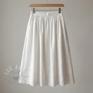 Puuvillakangas EMBROIDERY TWO-SIDE SCALLOP Simi white