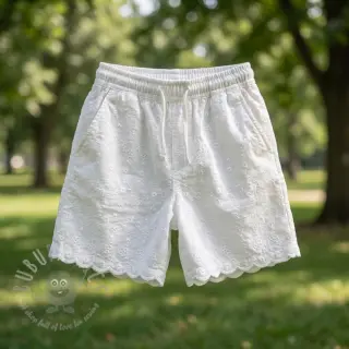 Puuvillakangas EMBROIDERY TWO-SIDE SCALLOP Verena white