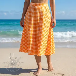 Puuvillakangas YARN DYED NEON SMALL Checks orange