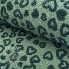 Päällystakkikangas TEDDY Hearts old green