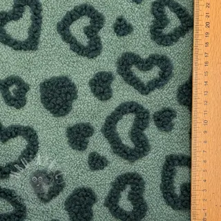 Päällystakkikangas TEDDY Hearts old green