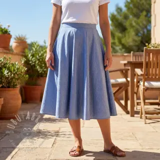Puuvillakangas YARN DYED Stripes LUREX blue
