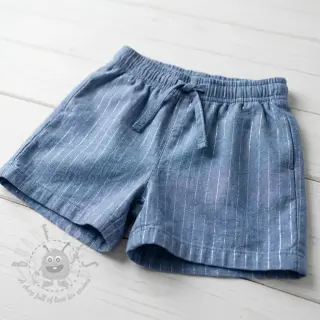 Puuvillakangas YARN DYED Stripes LUREX blue