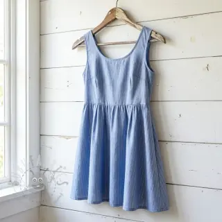 Puuvillakangas YARN DYED Stripes LUREX blue
