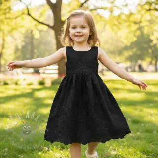 Puuvillakangas EMBROIDERY Bellagio black