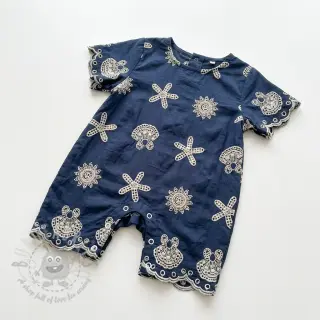 Puuvillakangas EMBROIDERY Sea ornaments navy