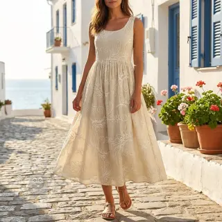 Puuvillakangas VOILE EMBROIDERY Kokka natural