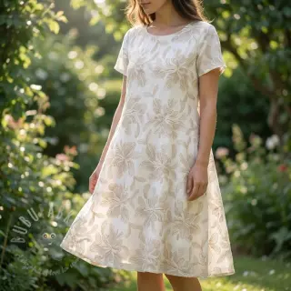 Puuvillakangas VOILE EMBROIDERY Kim off white