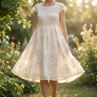 Bavlnená látka VOILE EMBROIDERY Kady off white