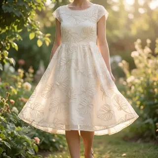 Puuvillakangas VOILE EMBROIDERY Kady off white
