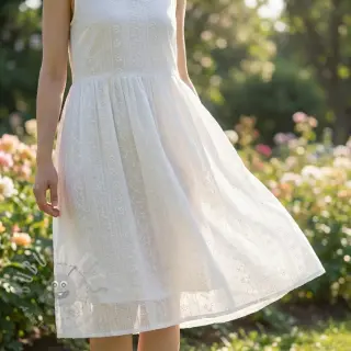 Puuvillakangas EMBROIDERY Pattern white