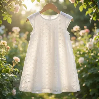 Puuvillakangas EMBROIDERY Pattern white